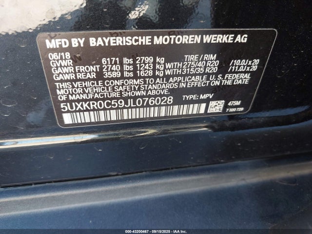 BMW X5 2018 5UXKR0C59JL076028 Image 9