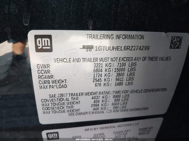 1GTUUHEL6RZ274299 GMC l87