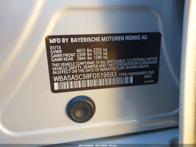 BMW 2015 2015 WBA5A5C58FD519593 Image 9