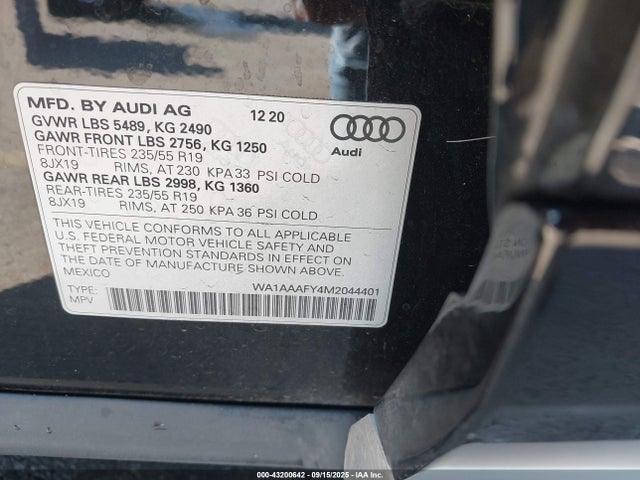 2021 AUDI Q5 WA1AAAFY4M2044401 Photo 8