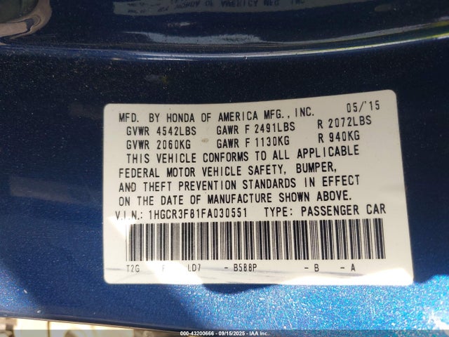 1HGCR3F81FA030551 Honda j35y1