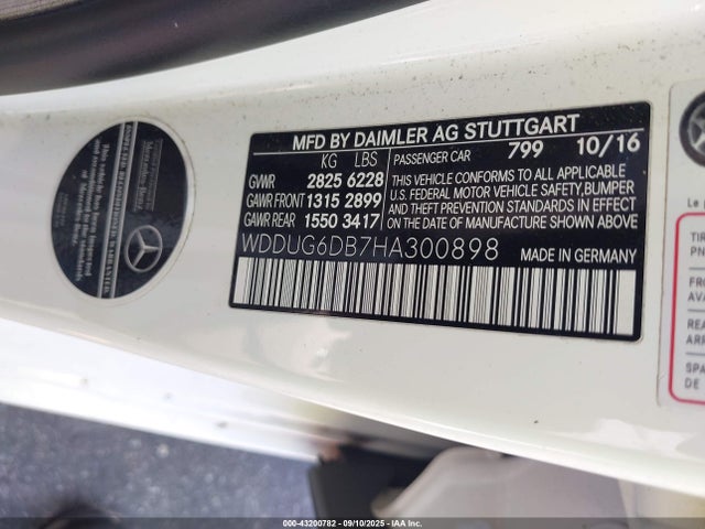 WDDUG6DB7HA300898 Mercedes-Benz 2017