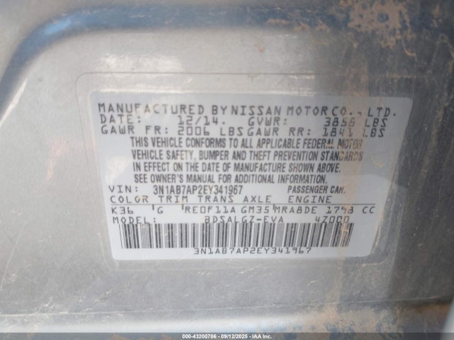 Nissan 2014 2014 3N1AB7AP2EY341967 Image 9