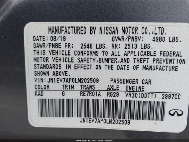 JN1EV7AP0LM202509 Infiniti 2020