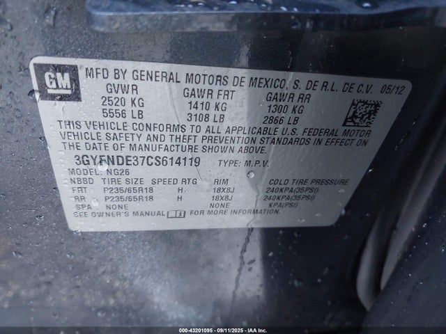2012 CADILLAC SRX 3GYFNDE37CS614119 Photo 8