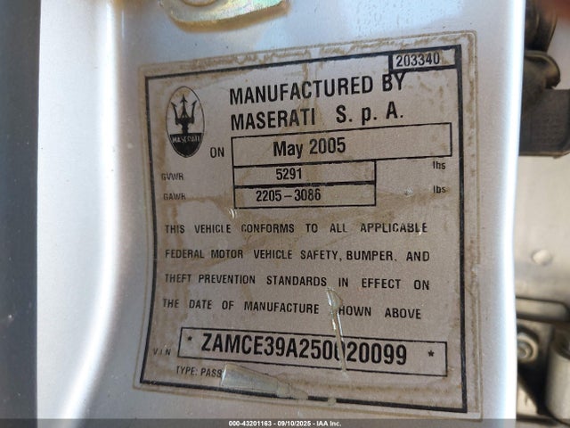 2005 MASERATI QUATTROPORTE ZAMCE39A250020099 Photo 8