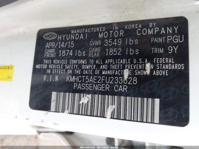 Hyundai dohc gdi gamma 2015 KMHCT5AE2FU233628 Image 9