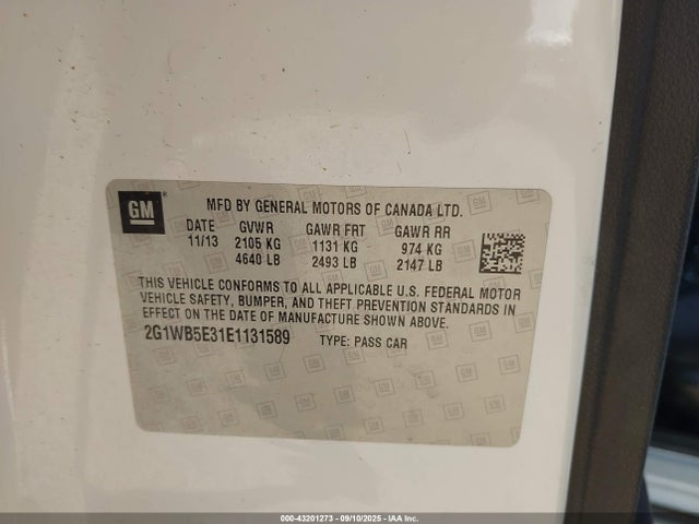 Chevrolet lfx 2014 2G1WB5E31E1131589 Image 9