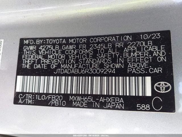 JTDADABU6R3009294 Toyota m20a-fxs