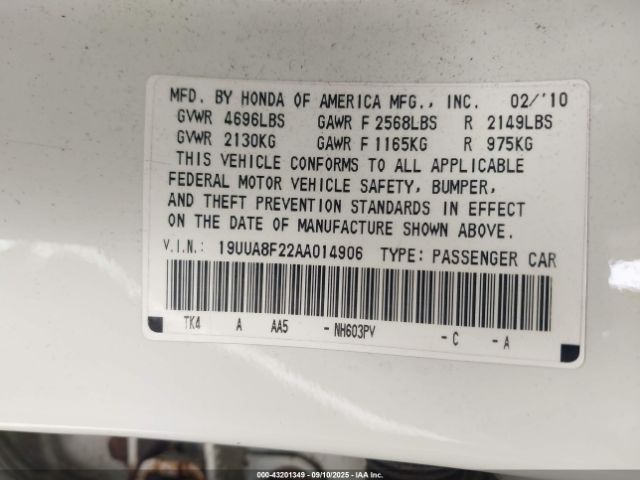 2010 ACURA TL 19UUA8F22AA014906 Photo 8