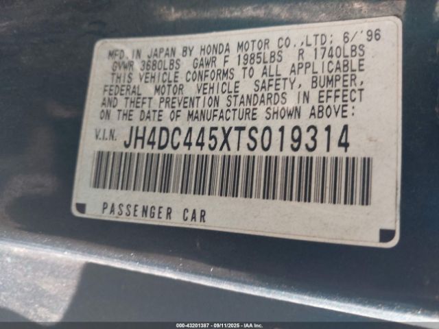 1996 ACURA INTEGRA JH4DC445XTS019314 Photo 8