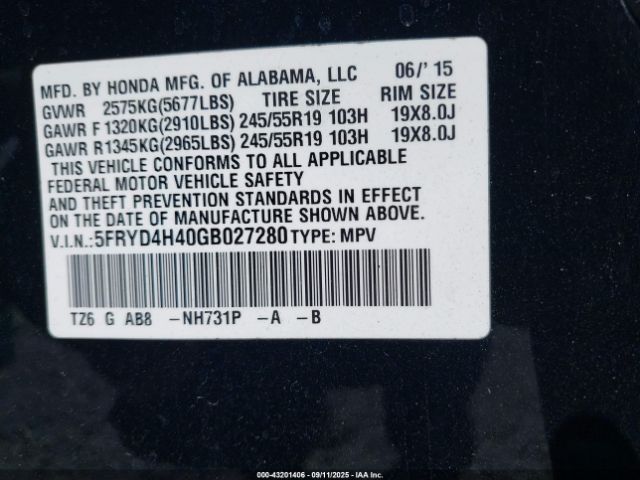 2016 ACURA MDX 5FRYD4H40GB027280 Photo 8