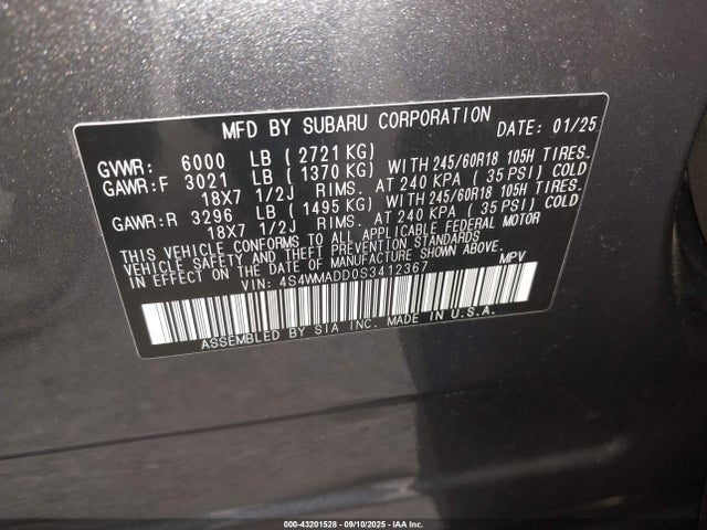 4S4WMADD0S3412367 Subaru Ascent