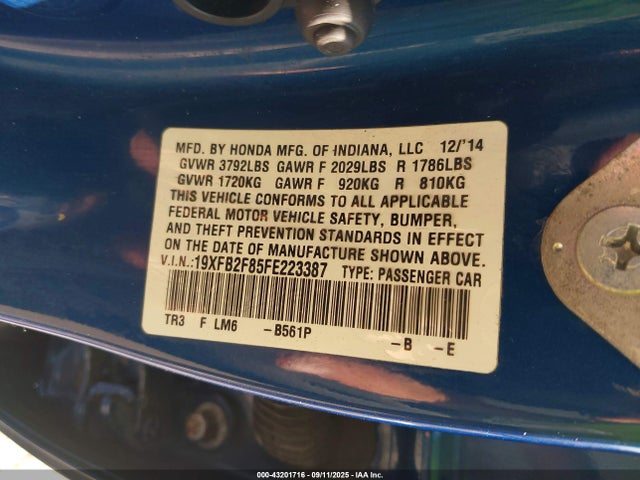 Honda r18z1 2015 19XFB2F85FE223387 Image 9