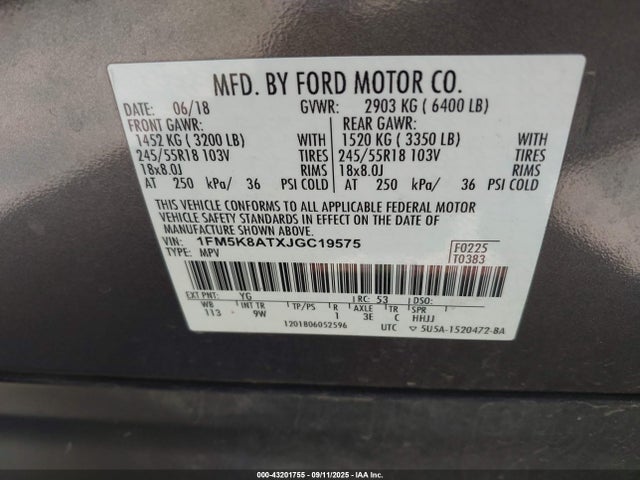 1FM5K8ATXJGC19575 Ford 3.5l gtdi
