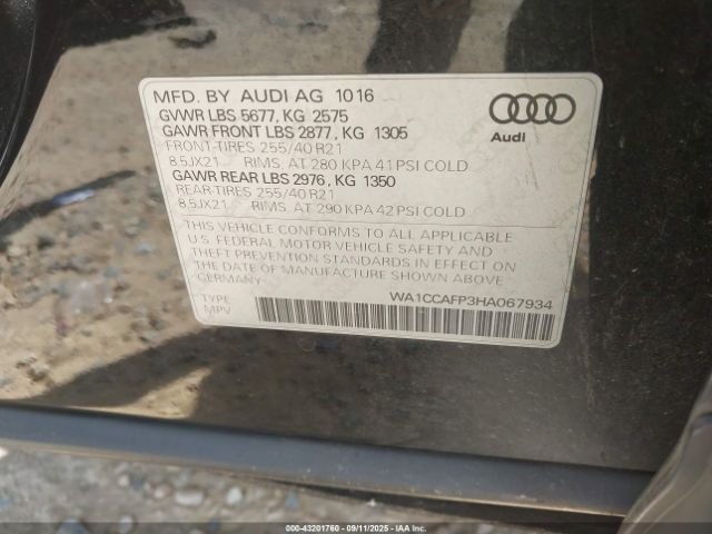2017 AUDI SQ5 WA1CCAFP3HA067934 Photo 8