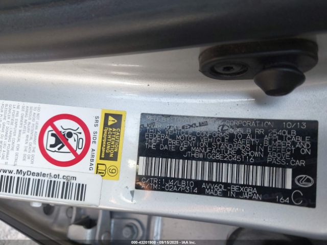 2014 LEXUS ES 300H JTHBW1GG8E2045116 Photo 8