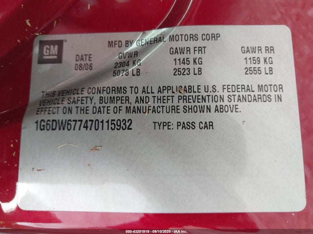 2007 CADILLAC STS 1G6DW677470115932 Photo 8