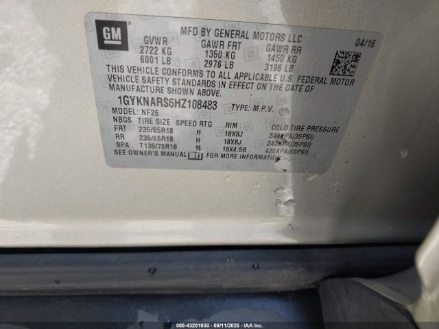 2017 CADILLAC XT5 1GYKNARS6HZ108483 Photo 8