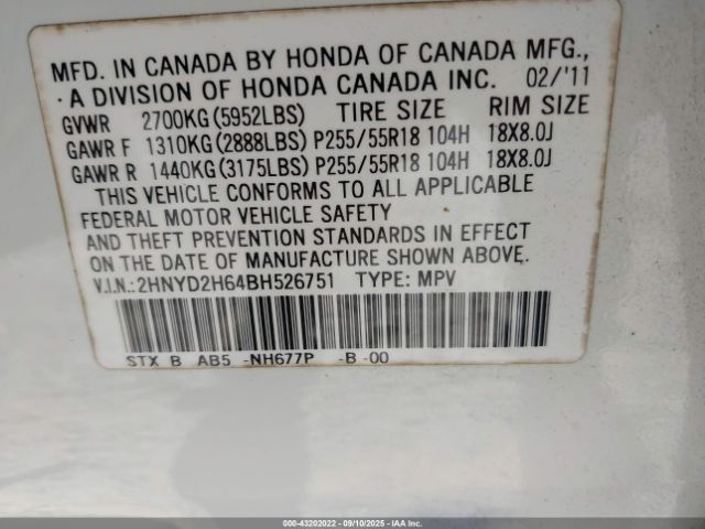 2011 ACURA MDX 2HNYD2H64BH526751 Photo 8