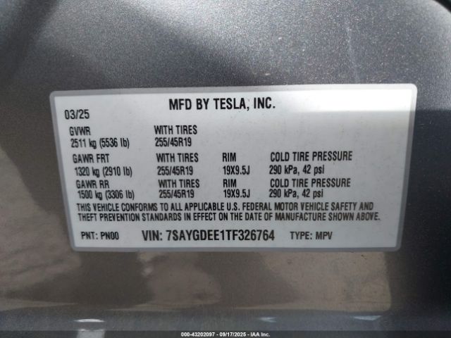 2026 TESLA MODEL Y 7SAYGDEE1TF326764 Photo 8