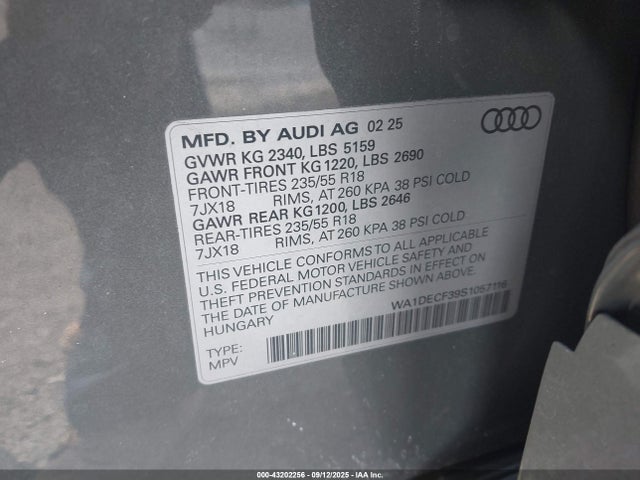 2025 AUDI Q3 WA1DECF39S1057116 Photo 8