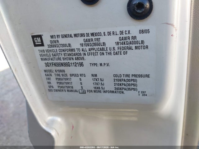 2006 CADILLAC ESCALADE ESV 3GYFK66N86G112196 Photo 8