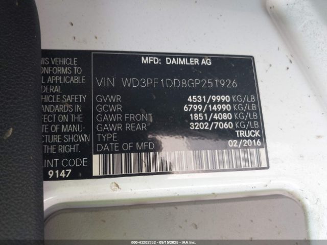 2016 MERCEDES-BENZ SPRINTER 3500 WD3PF1DD8GP251926 Photo 8