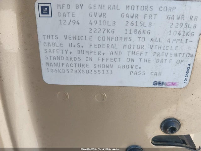1995 CADILLAC DEVILLE 1G6KD52BXSU255133 Photo 8
