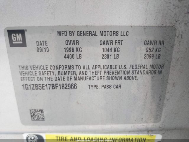 2011 CHEVROLET MALIBU 1G1ZB5E17BF182966 Photo 8