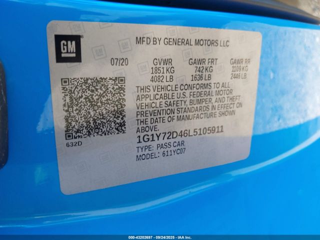 2020 CHEVROLET CORVETTE STINGRAY 1G1Y72D46L5105911 Photo 8