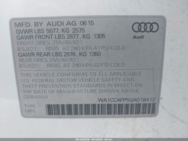 2016 AUDI SQ5 WA1CCAFP5GA018412 Photo 8