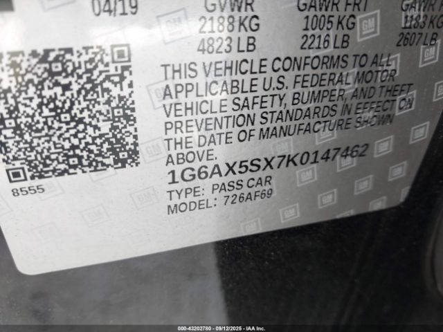 2019 CADILLAC CTS 1G6AX5SX7K0147462 Photo 8