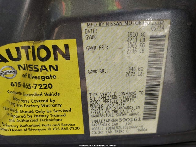 1N4AL3AP8EN390161 Nissan 2014