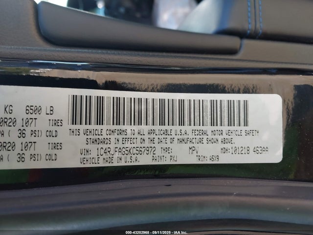Jeep 2019 2019 1C4RJFAG5KC567972 Image 9