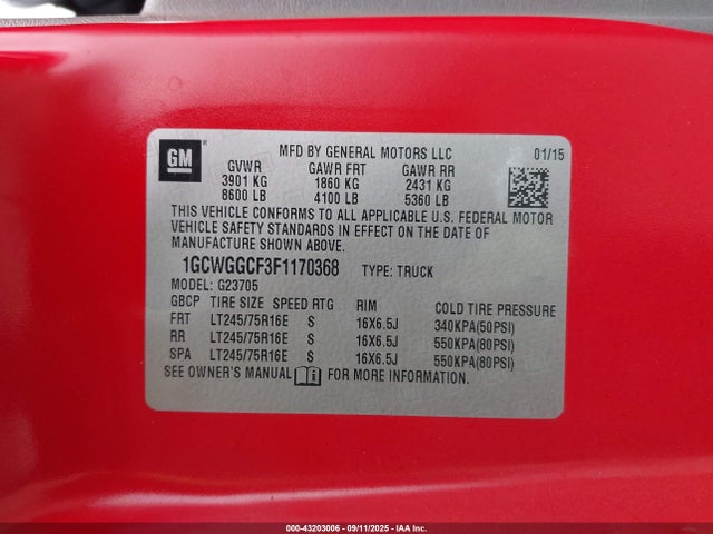 1GCWGGCF3F1170368 Chevrolet l20