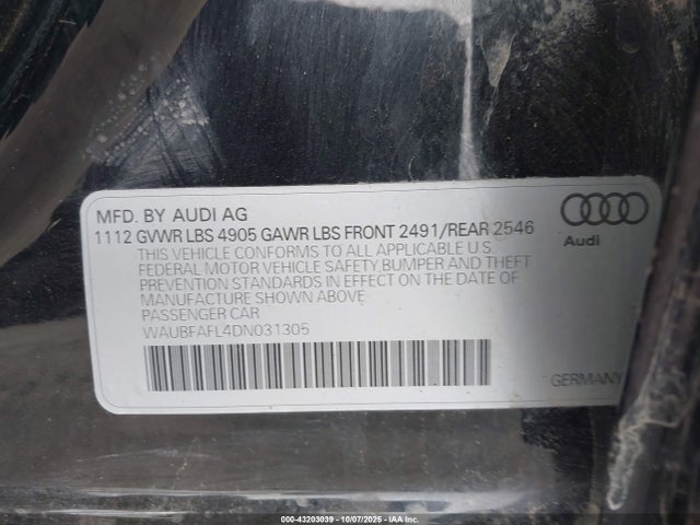 2013 AUDI A4 WAUBFAFL4DN031305 Photo 8