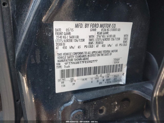 Ford F-250 2015 1FT7W2BT7FED52777 Image 9