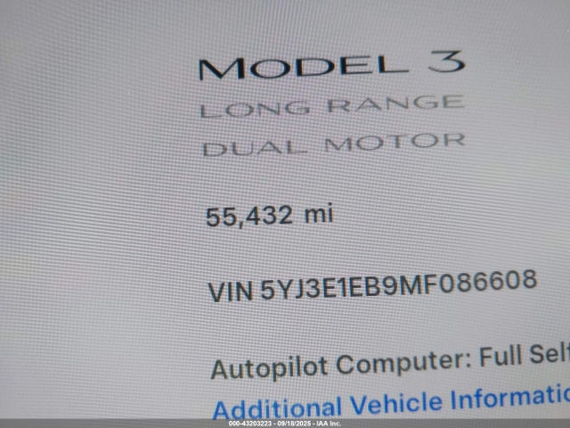 Tesla 2021 2021 5YJ3E1EB9MF086608 Image 15