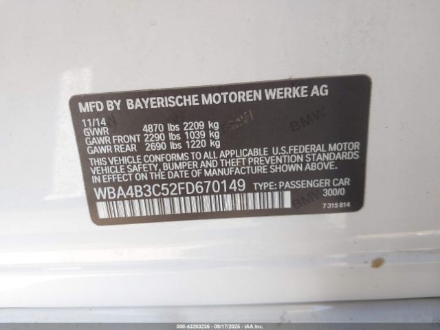 2015 BMW 435I GRAN COUPE WBA4B3C52FD670149 Photo 8