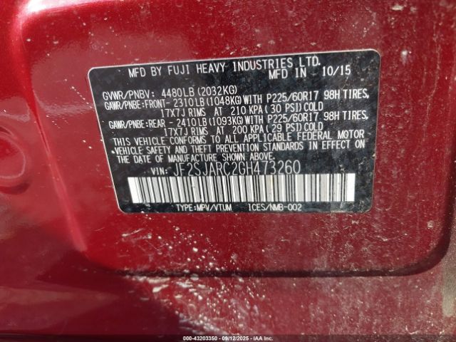 2016 SUBARU FORESTER JF2SJARC2GH473260 Photo 8