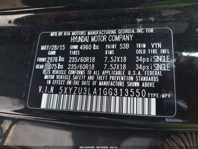 5XYZU3LA1GG313550 Hyundai t-gdi theta ii