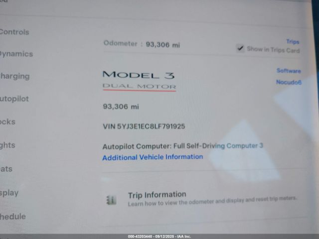 2020 TESLA MODEL 3 5YJ3E1EC8LF791925 Photo 6