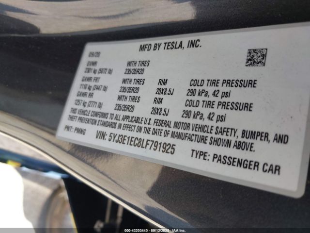 2020 TESLA MODEL 3 5YJ3E1EC8LF791925 Photo 8