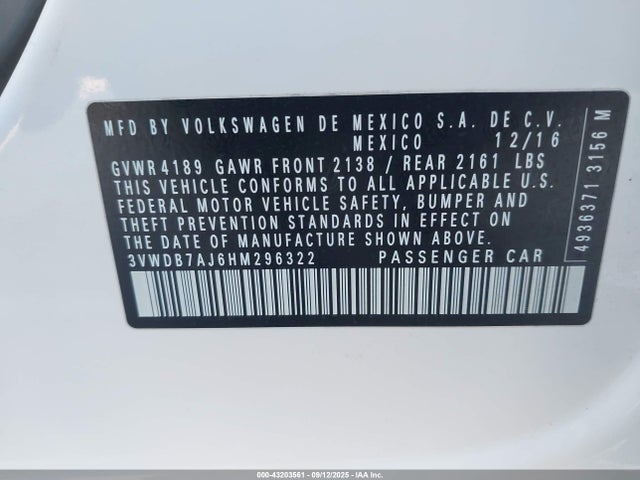 3VWDB7AJ6HM296322 Volkswagen 1.4 tsi