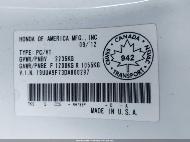 2013 ACURA TL 19UUA9F73DA800297 Photo 8