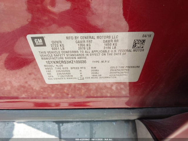 2017 CADILLAC XT5 1GYKNCRS3HZ109036 Photo 8