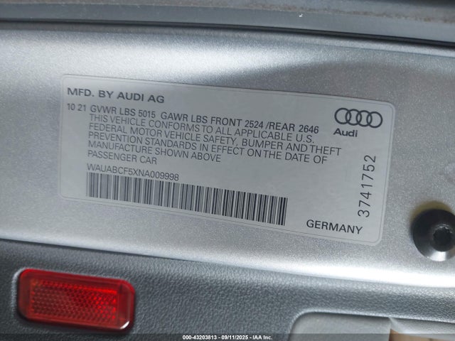 2022 AUDI A5 SPORTBACK WAUABCF5XNA009998 Photo 8