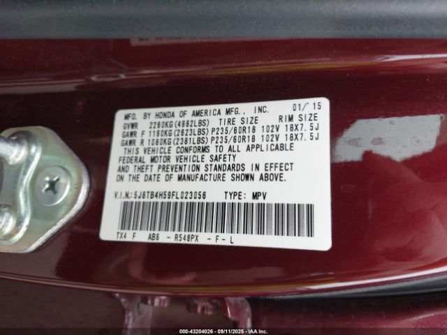 2015 ACURA RDX 5J8TB4H59FL023056 Photo 8