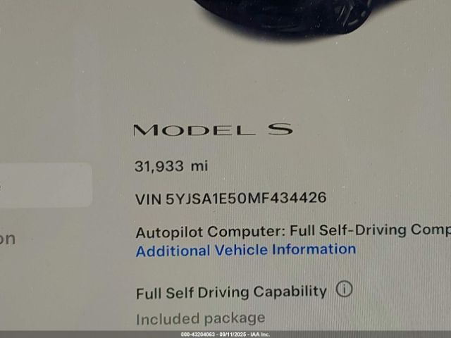 2021 TESLA MODEL S 5YJSA1E50MF434426 Photo 6